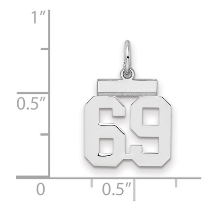 Sterling Silver Silver/Rhodium-Plated Polished Number 69 Charm
