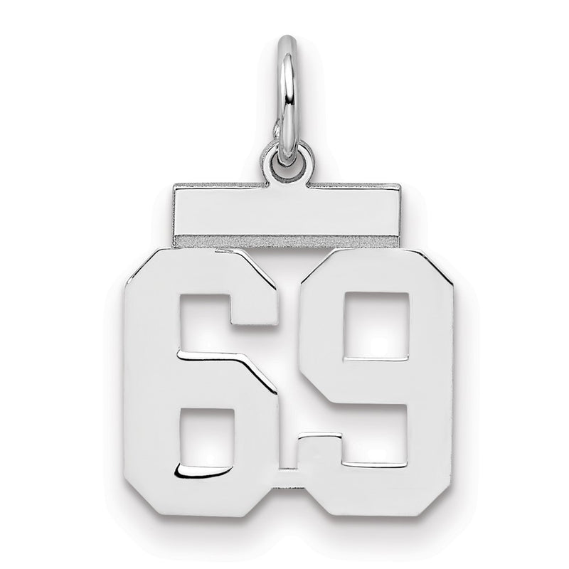 Sterling Silver Silver/Rhodium-Plated Polished Number 69 Charm