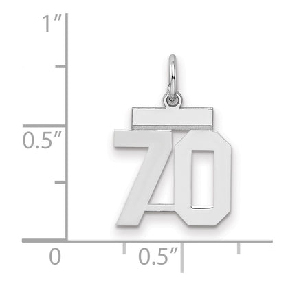 Sterling Silver Silver/Rhodium-Plated Polished Number 70 Charm