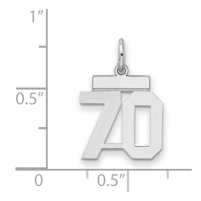 Sterling Silver Silver/Rhodium-Plated Polished Number 70 Charm