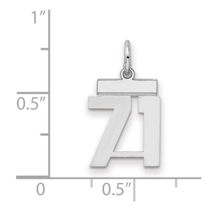 Sterling Silver Silver/Rhodium-Plated Polished Number 71 Charm