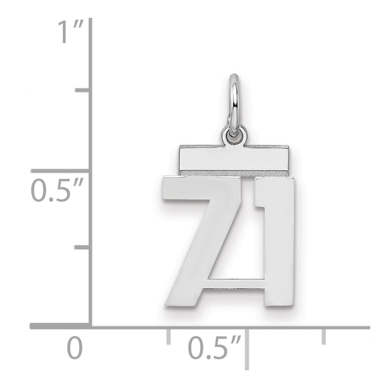 Sterling Silver Silver/Rhodium-Plated Polished Number 71 Charm