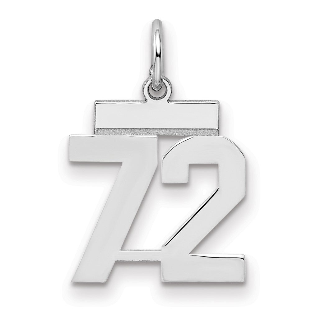 Sterling Silver Silver/Rhodium-Plated Polished Number 72 Charm