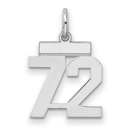 Sterling Silver Silver/Rhodium-Plated Polished Number 72 Charm
