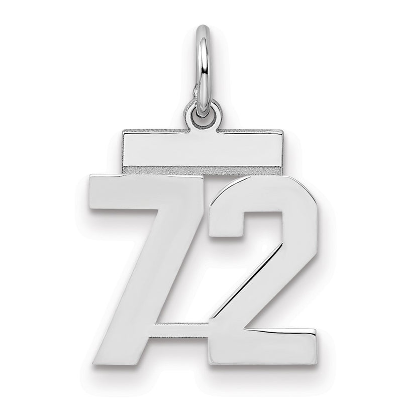 Sterling Silver Silver/Rhodium-Plated Polished Number 72 Charm