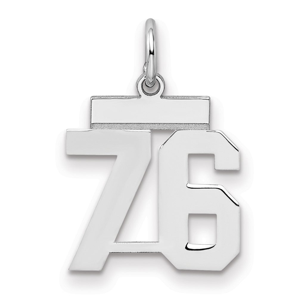 Sterling Silver Silver/Rhodium-Plated Polished Number 76 Charm