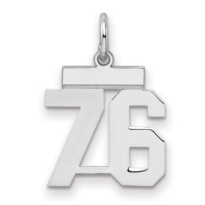 Sterling Silver Silver/Rhodium-Plated Polished Number 76 Charm