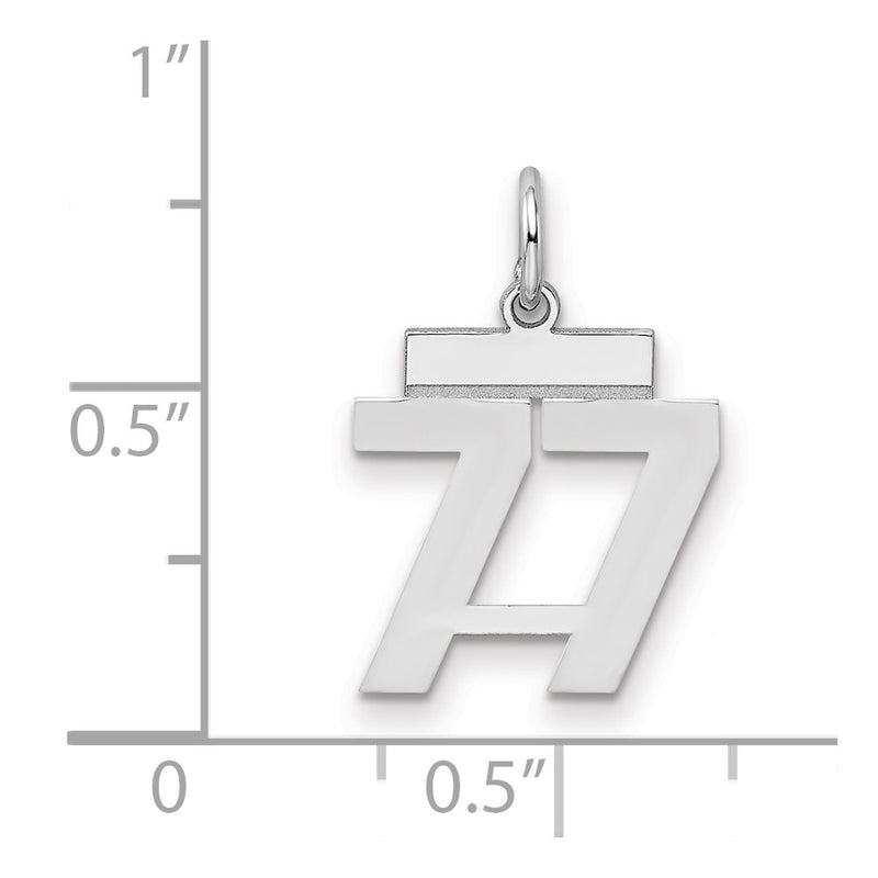 Sterling Silver Silver/Rhodium-Plated Polished Number 77 Charm