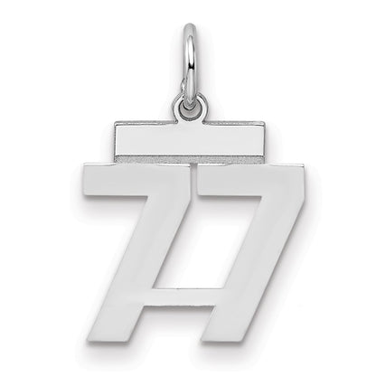 Sterling Silver Silver/Rhodium-Plated Polished Number 77 Charm