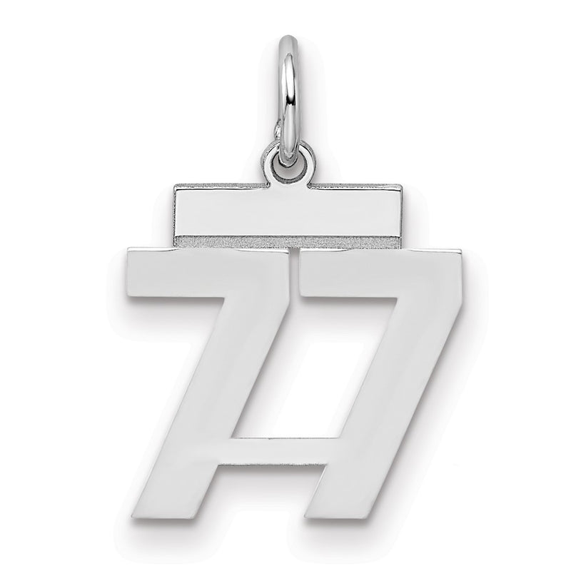 Sterling Silver Silver/Rhodium-Plated Polished Number 77 Charm