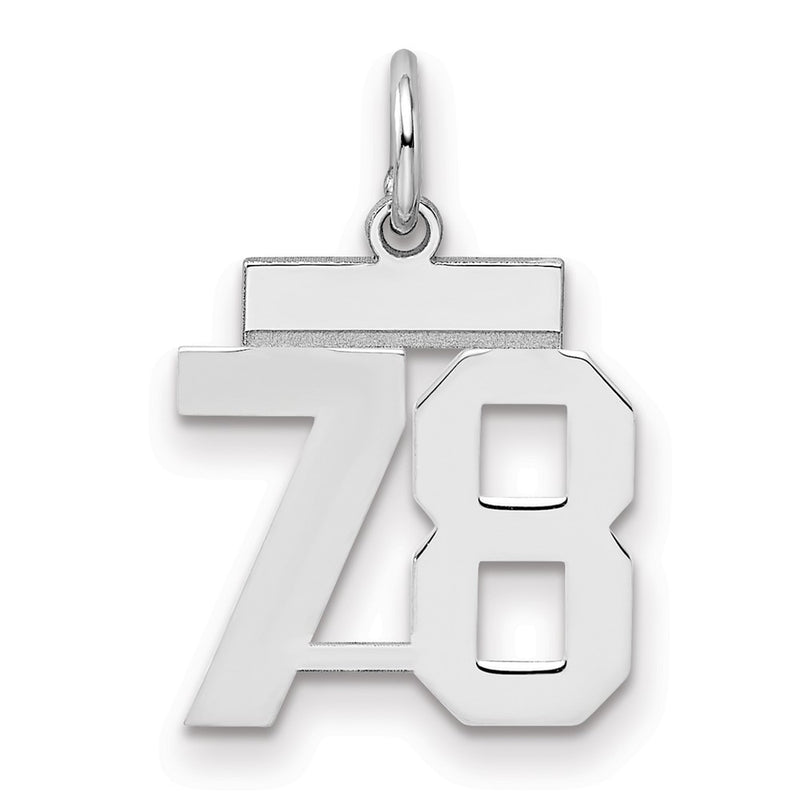 Sterling Silver Silver/Rhodium-Plated Polished Number 78 Charm