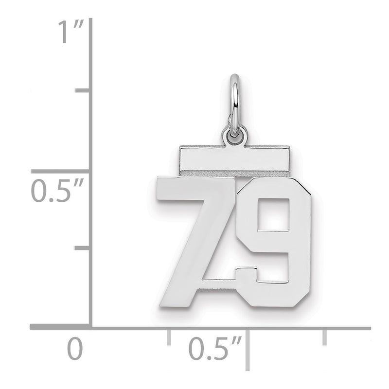 Sterling Silver Silver/Rhodium-Plated Polished Number 79 Charm