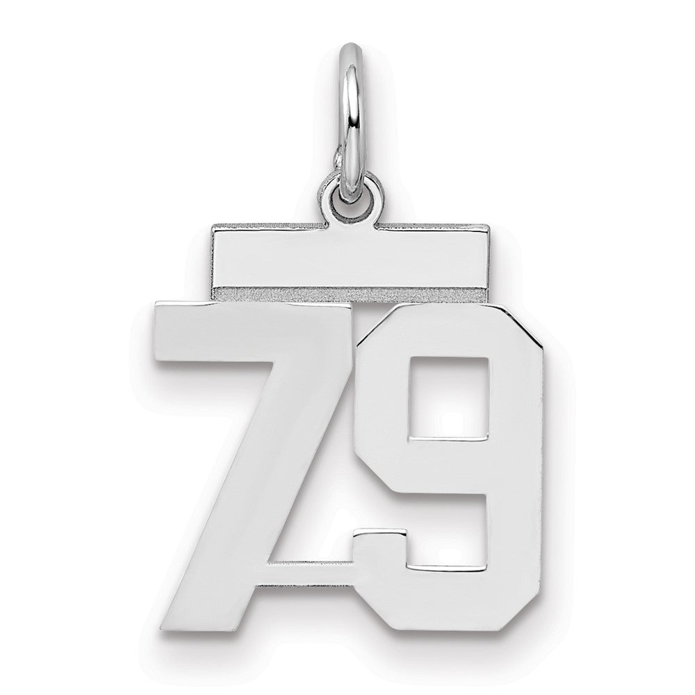 Sterling Silver Silver/Rhodium-Plated Polished Number 79 Charm
