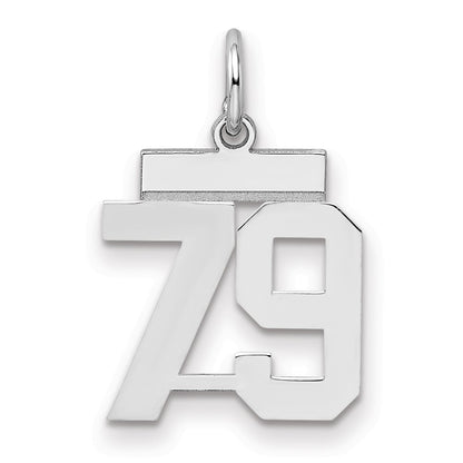 Sterling Silver Silver/Rhodium-Plated Polished Number 79 Charm