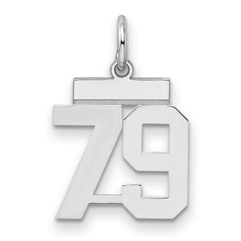 Sterling Silver Silver/Rhodium-Plated Polished Number 79 Charm