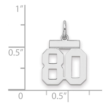 Sterling Silver Silver/Rhodium-Plated Polished Number 80 Charm