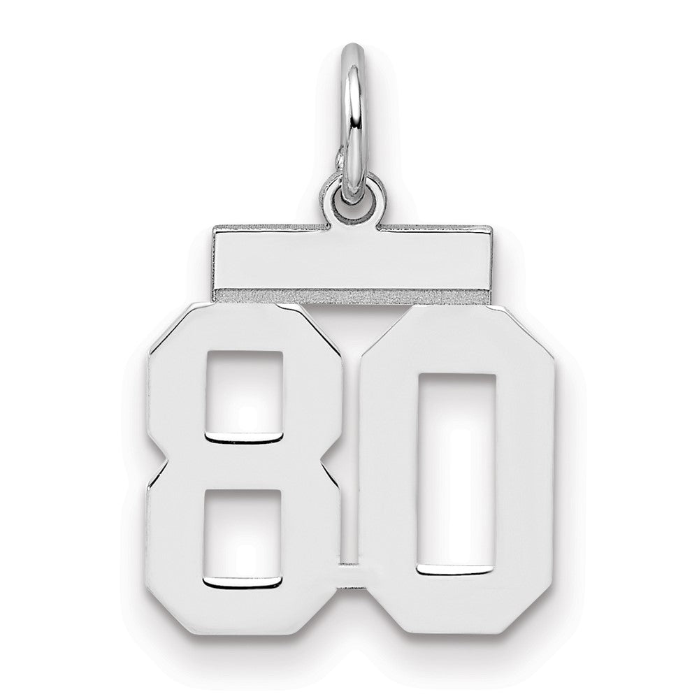Sterling Silver Silver/Rhodium-Plated Polished Number 80 Charm
