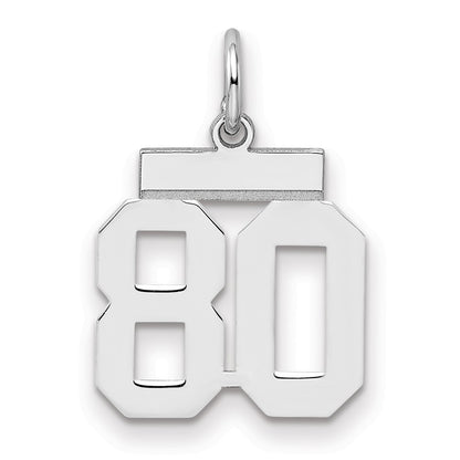 Sterling Silver Silver/Rhodium-Plated Polished Number 80 Charm