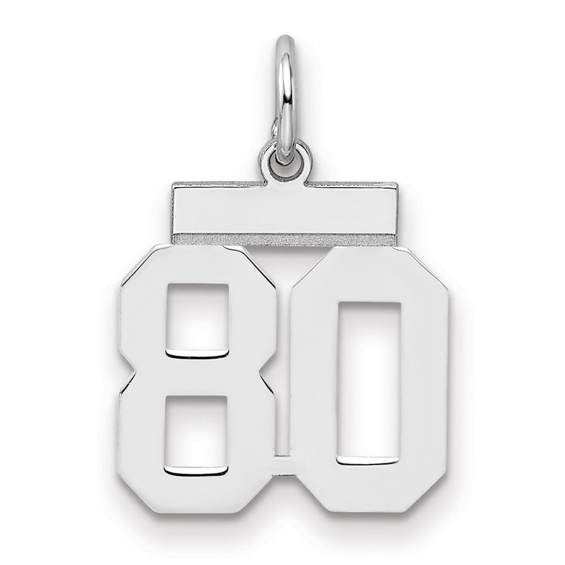Sterling Silver Silver/Rhodium-Plated Polished Number 80 Charm