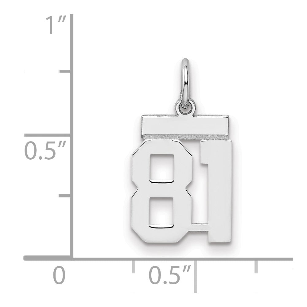 Sterling Silver Silver/Rhodium-Plated Polished Number 81 Charm