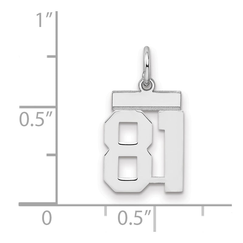Sterling Silver Silver/Rhodium-Plated Polished Number 81 Charm