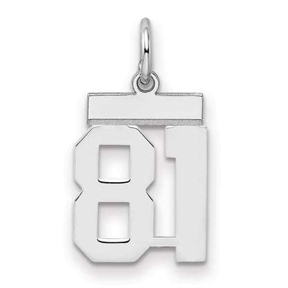 Sterling Silver Silver/Rhodium-Plated Polished Number 81 Charm