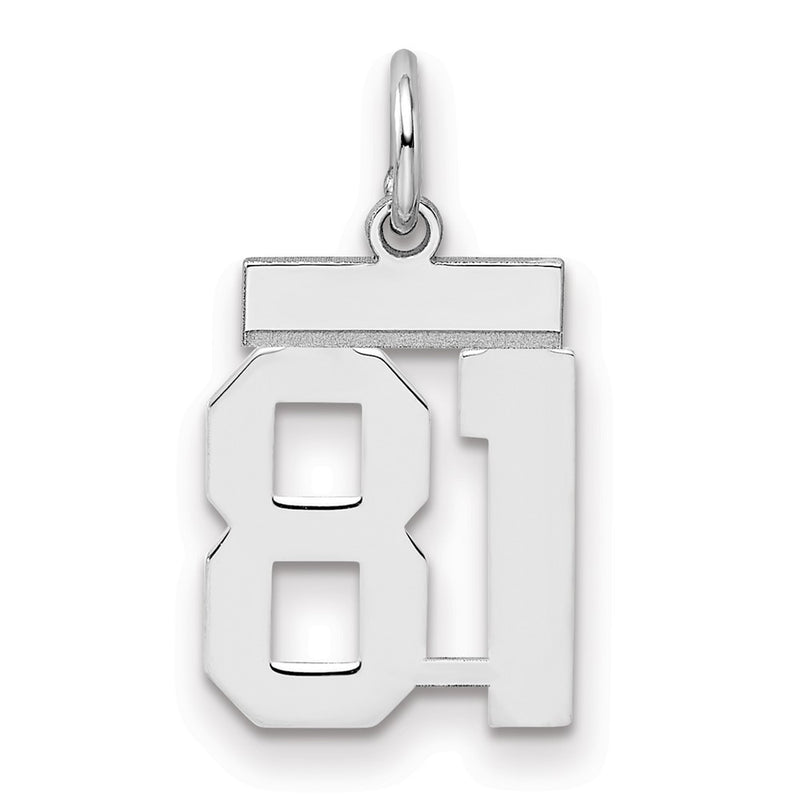 Sterling Silver Silver/Rhodium-Plated Polished Number 81 Charm