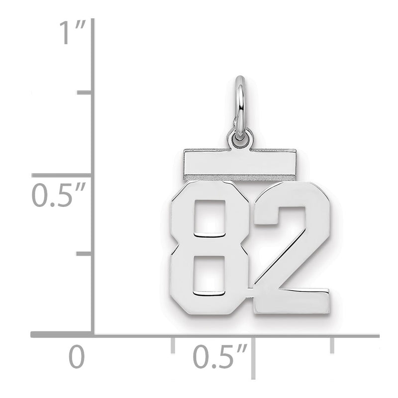 Sterling Silver Silver/Rhodium-Plated Polished Number 82 Charm