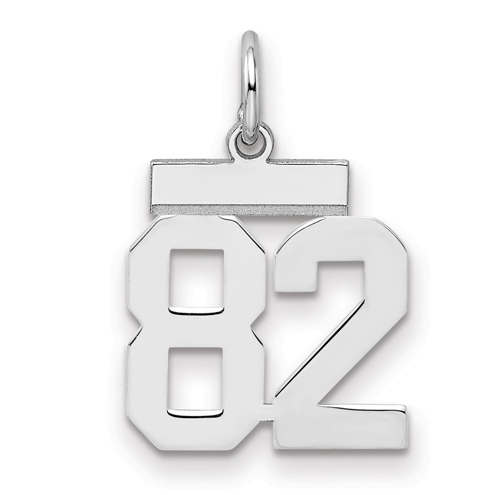 Sterling Silver Silver/Rhodium-Plated Polished Number 82 Charm