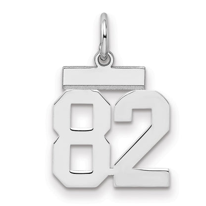 Sterling Silver Silver/Rhodium-Plated Polished Number 82 Charm