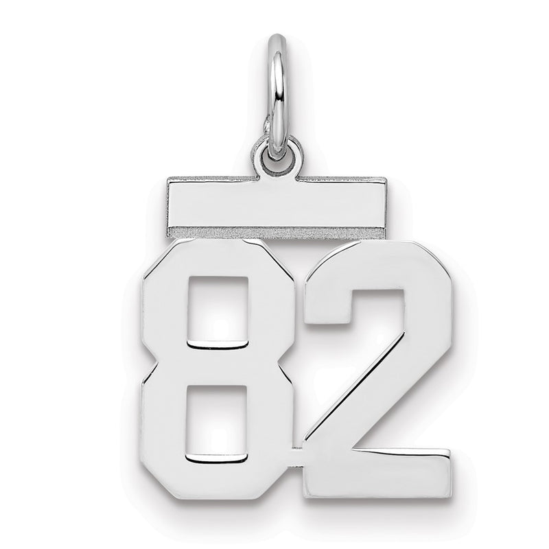 Sterling Silver Silver/Rhodium-Plated Polished Number 82 Charm