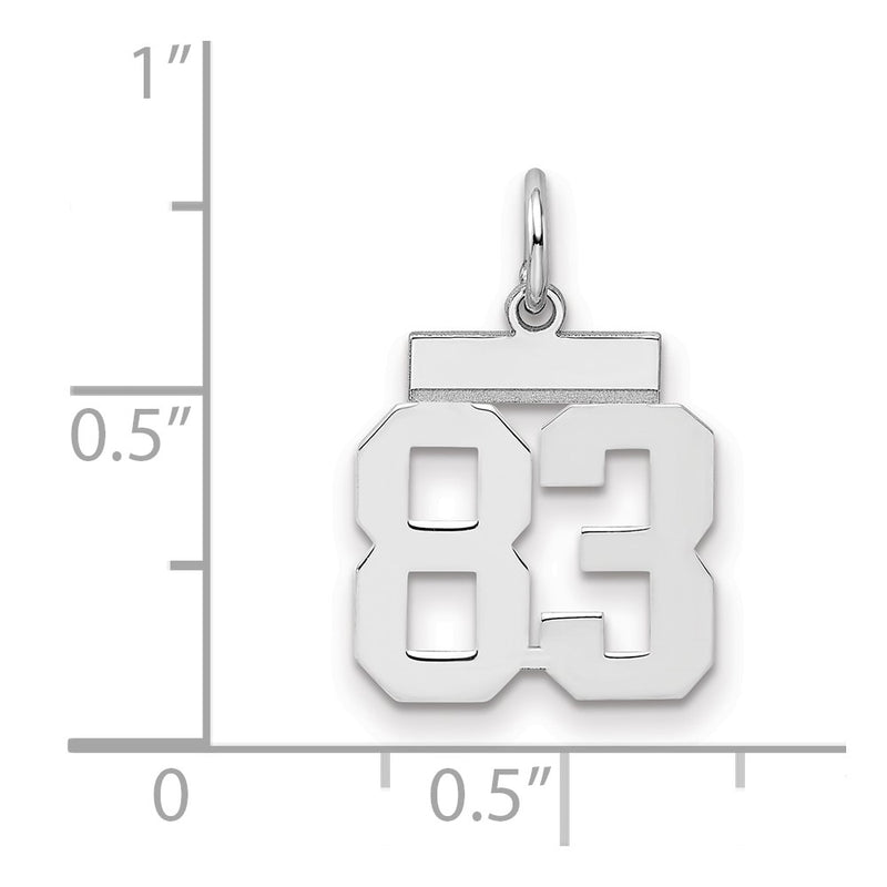 Sterling Silver Silver/Rhodium-Plated Polished Number 83 Charm