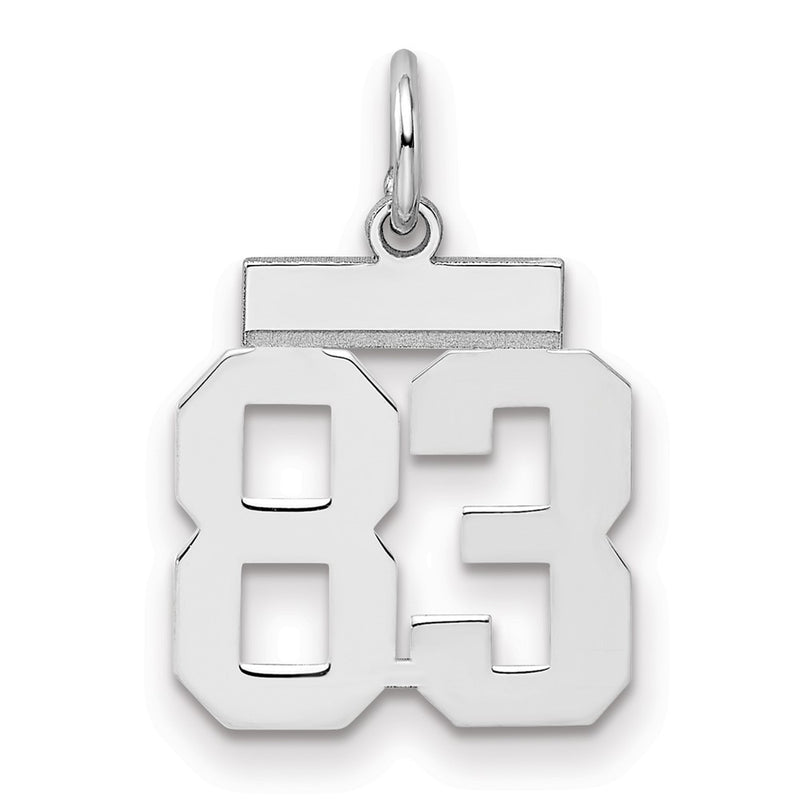 Sterling Silver Silver/Rhodium-Plated Polished Number 83 Charm