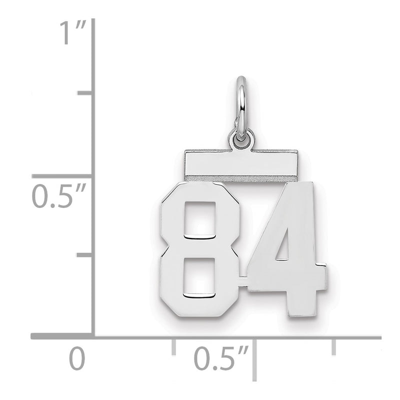 Sterling Silver Silver/Rhodium-Plated Polished Number 84 Charm