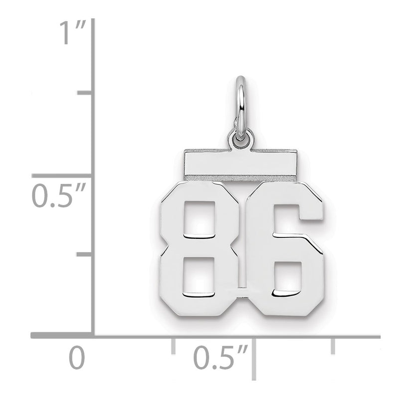 Sterling Silver Silver/Rhodium-Plated Polished Number 86 Charm