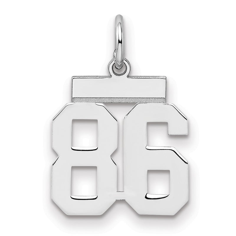 Sterling Silver Silver/Rhodium-Plated Polished Number 86 Charm