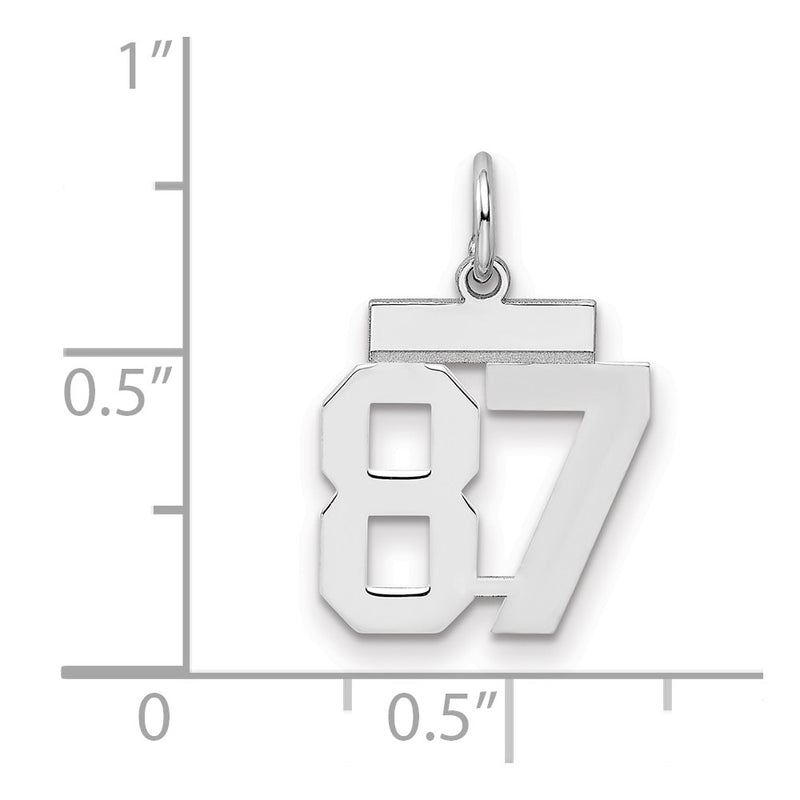 Sterling Silver Silver/Rhodium-Plated Polished Number 87 Charm
