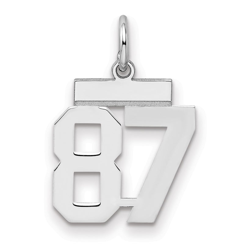 Sterling Silver Silver/Rhodium-Plated Polished Number 87 Charm