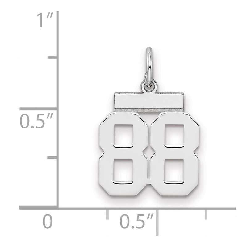 Sterling Silver Silver/Rhodium-Plated Polished Number 88 Charm