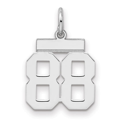 Sterling Silver Silver/Rhodium-Plated Polished Number 88 Charm