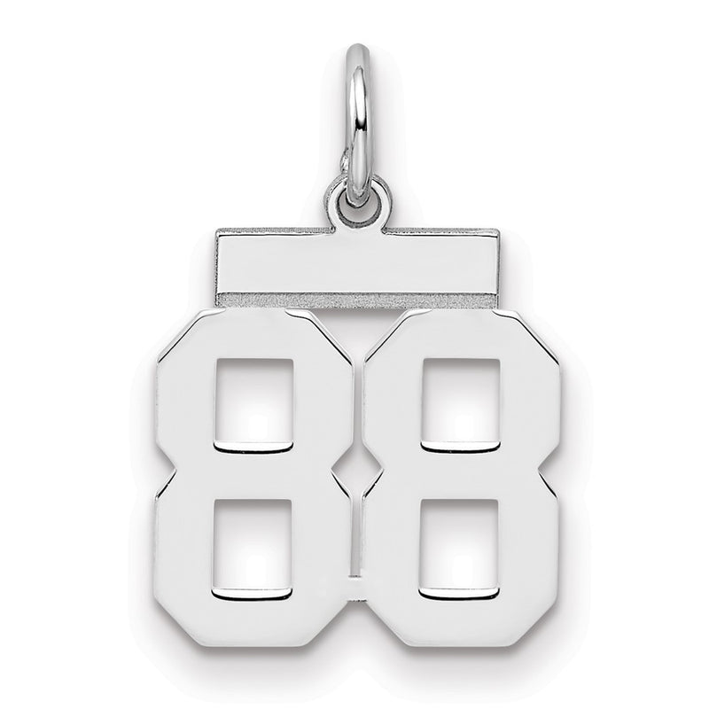Sterling Silver Silver/Rhodium-Plated Polished Number 88 Charm