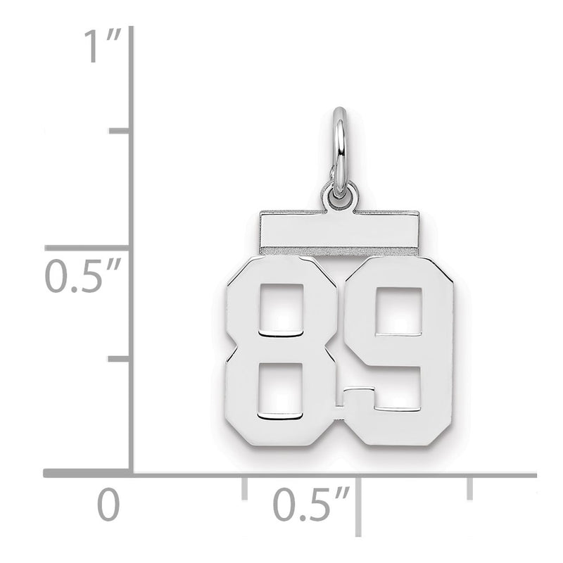 Sterling Silver Silver/Rhodium-Plated Polished Number 89 Charm
