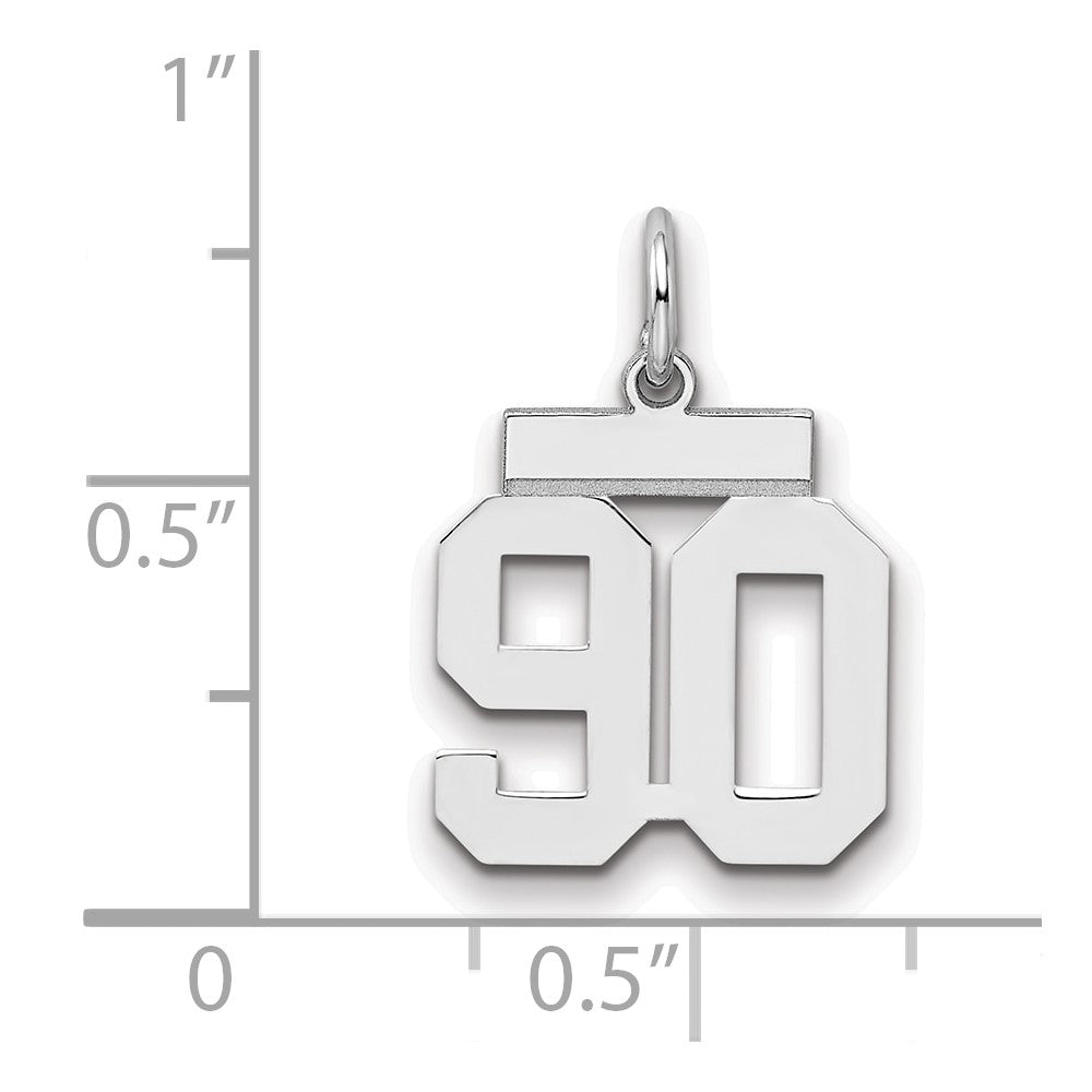 Sterling Silver Silver/Rhodium-Plated Polished Number 90 Charm