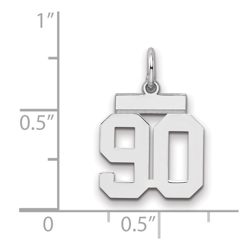 Sterling Silver Silver/Rhodium-Plated Polished Number 90 Charm