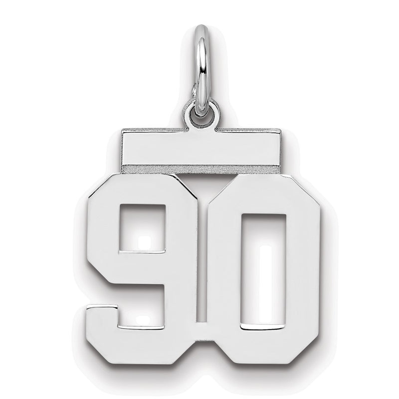 Sterling Silver Silver/Rhodium-Plated Polished Number 90 Charm
