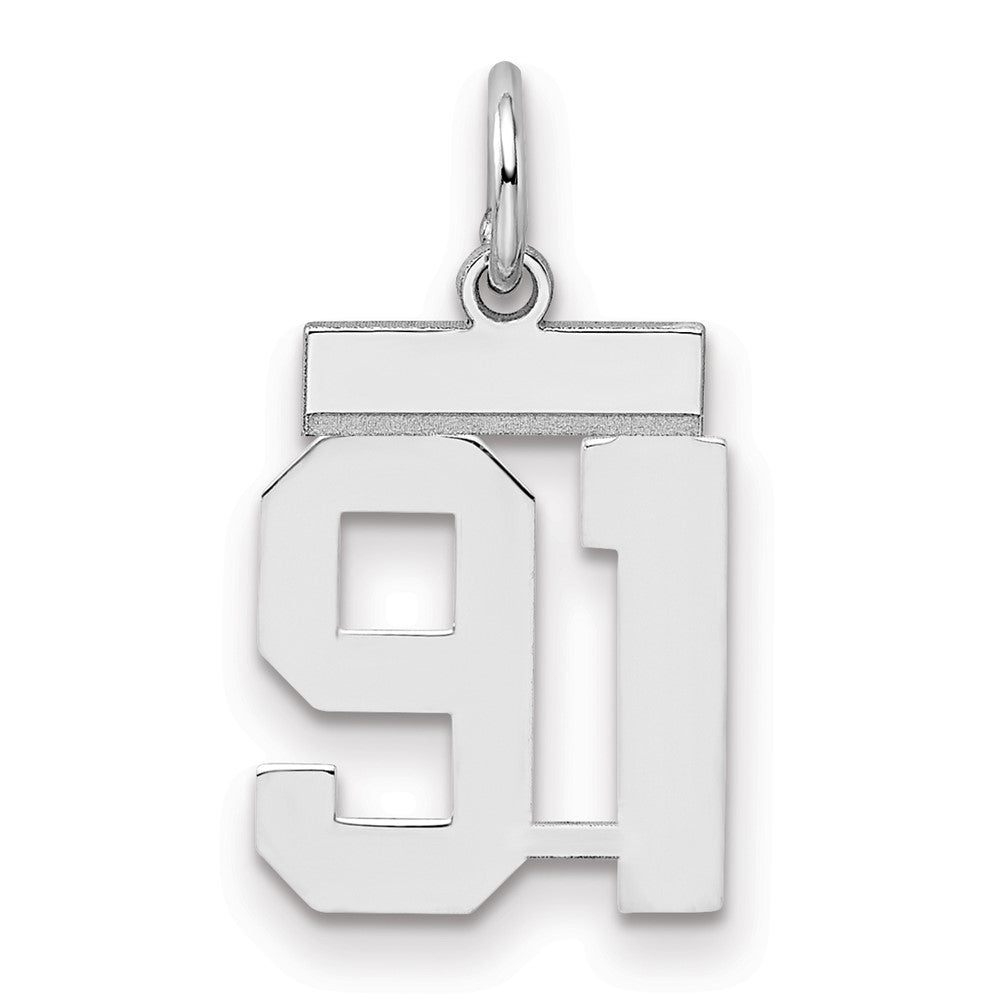 Sterling Silver Silver/Rhodium-Plated Polished Number 91 Charm