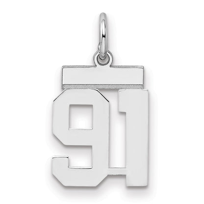 Sterling Silver Silver/Rhodium-Plated Polished Number 91 Charm
