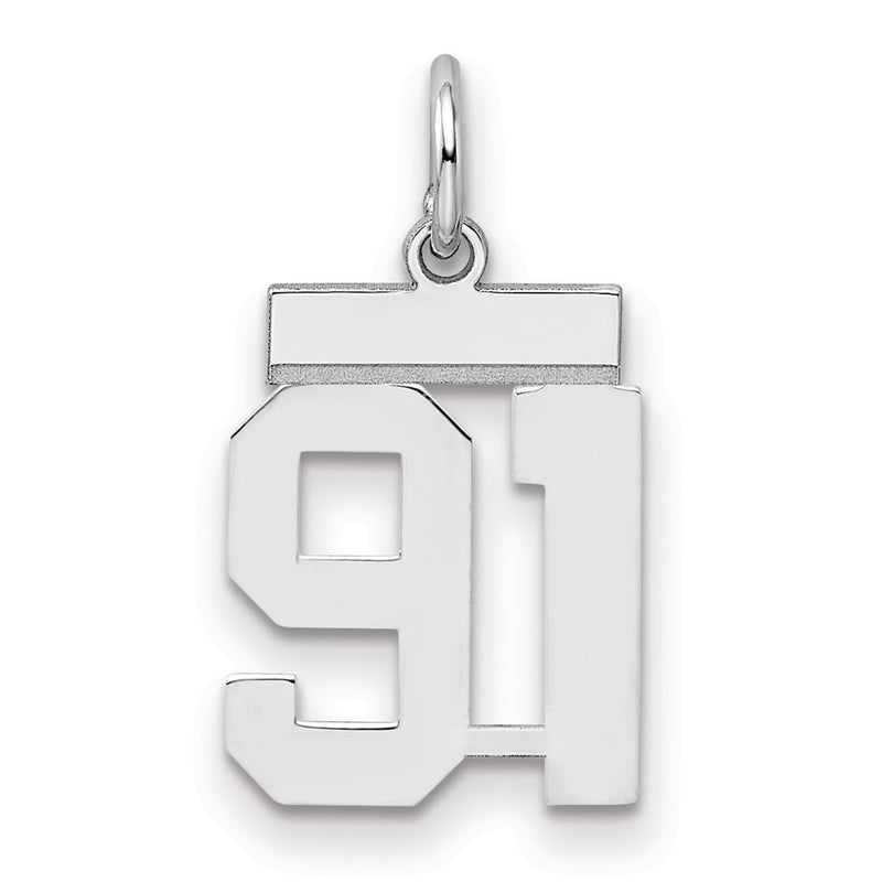 Sterling Silver Silver/Rhodium-Plated Polished Number 91 Charm