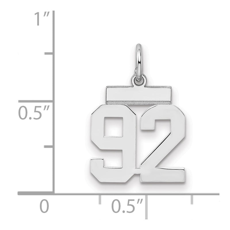 Sterling Silver Silver/Rhodium-Plated Polished Number 92 Charm