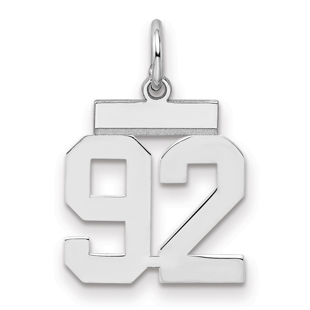 Sterling Silver Silver/Rhodium-Plated Polished Number 92 Charm